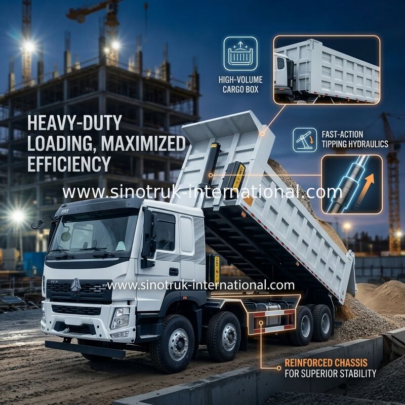 SINOTRUK HOWO 380HP Tipper Dump Truck 12 Wielen LHD 31 Tons 20-30CBM V7-X Cab