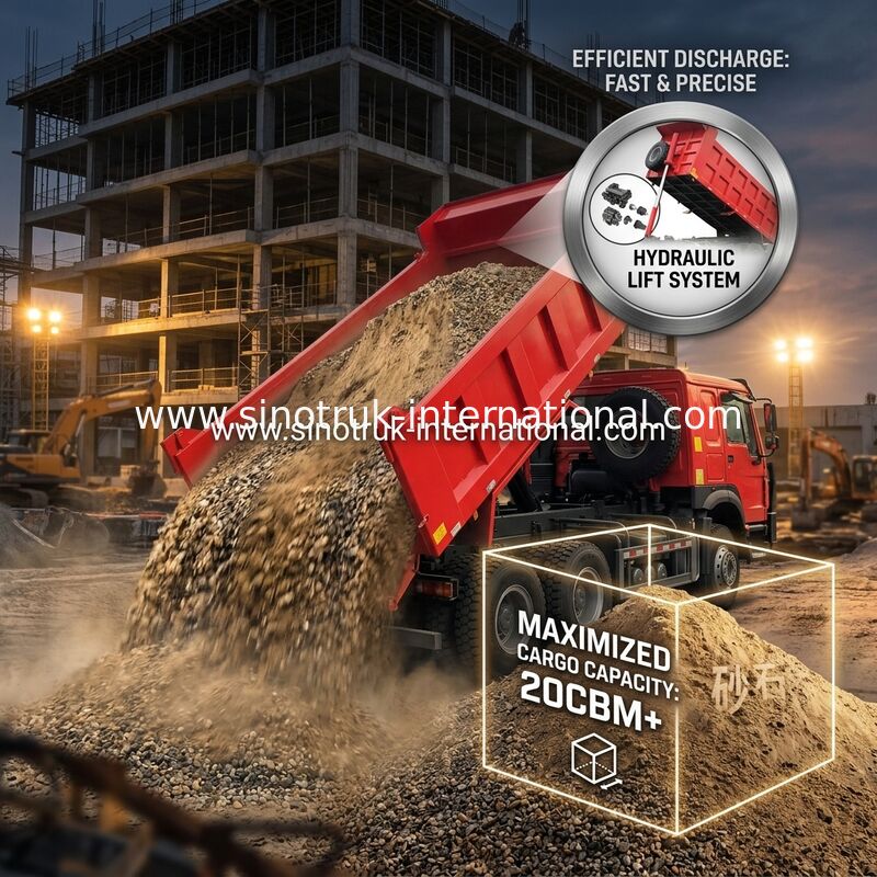 Sinotruk Howo Tipper Dump Truck 6 × 4 Lhd 10 Wielen Ghost Face Bumper Mijnbanden