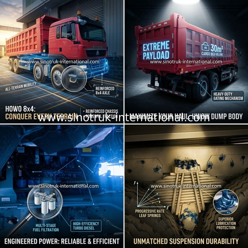 Sinotruk Howo Tipper Dump Truck Tx 400HP Euro 2 8 × 4 Lhd 12 Wielen Rood