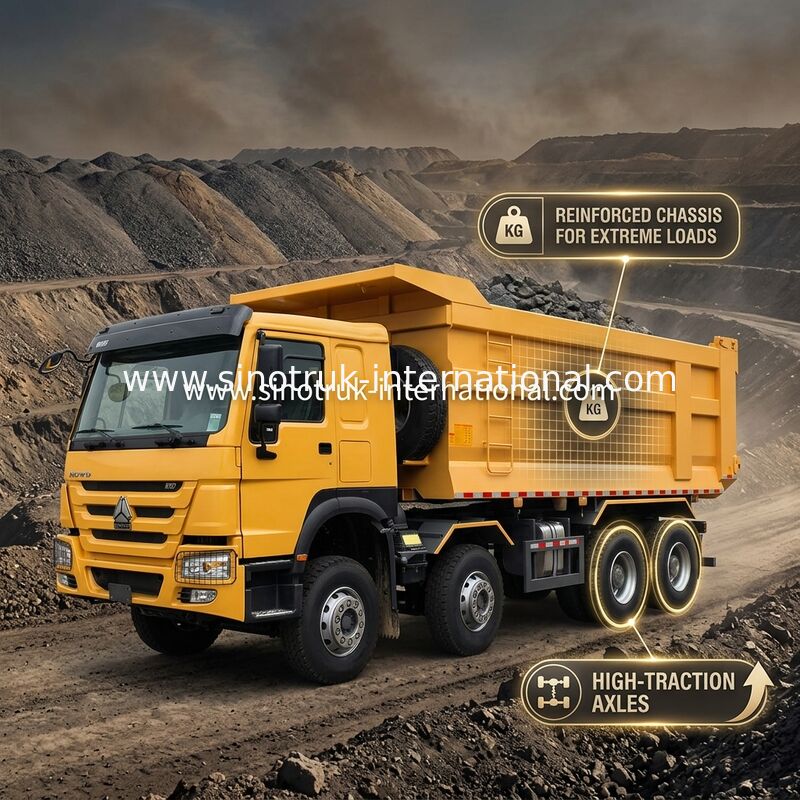 Sinotruk Howo Tipper Dump Truck 8 × 4 Lhd 12 Wielen U-vorm Tipper Body Euro 2