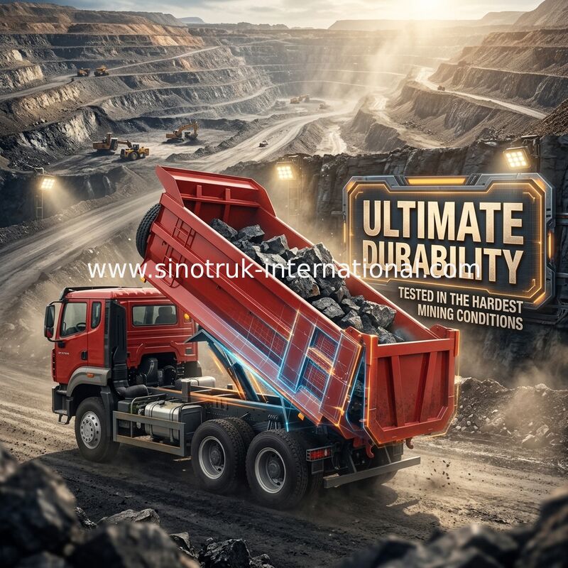 SINOTRUK HOWO N7 Tipper Dump Truck 6 × 4 10 Wielen 380 pk Voor export U-type Makkelijk te lossen