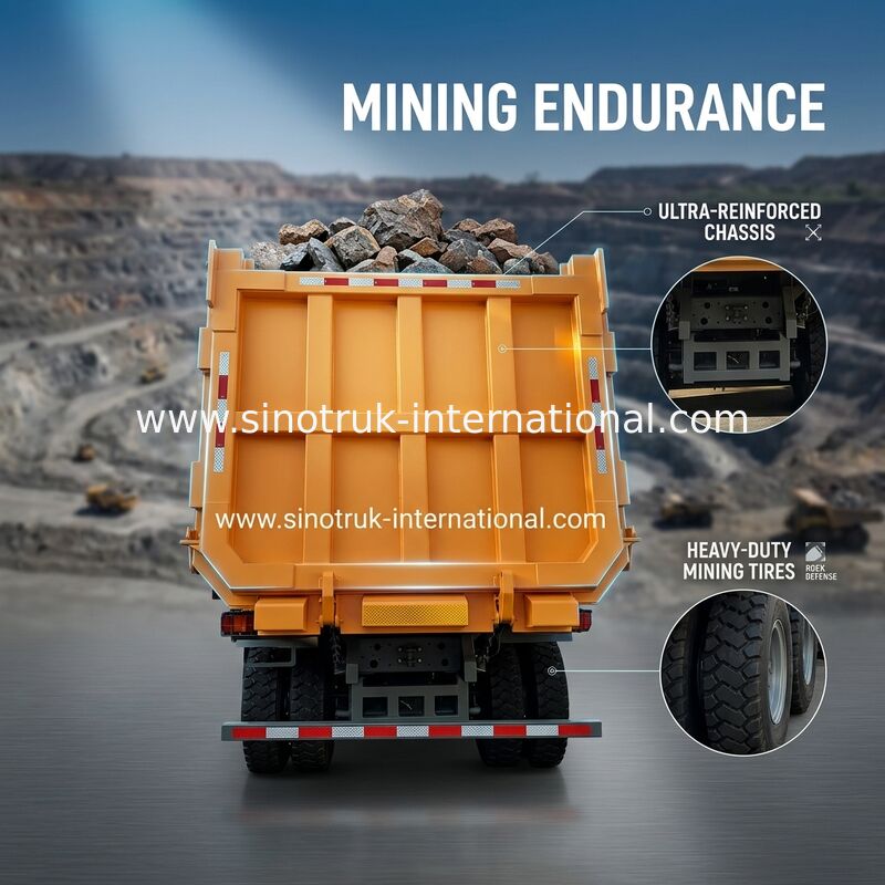 SINOTRUK Heavy Duty Tipper Dump Truck LHD met eenzijdige hoge sterkte skeletcabine 371HP