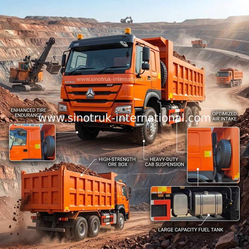 400 pk Oranje HOWO Tipper Truck RHD 6×4 10 Wielen Hoog paardenvermogen
