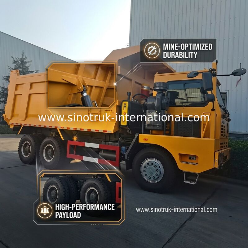 SINOTRUK op zwaar werk berekende Tipper Dump Truck LHD met Unilaterale Gele Skeletcabine Met hoge weerstand