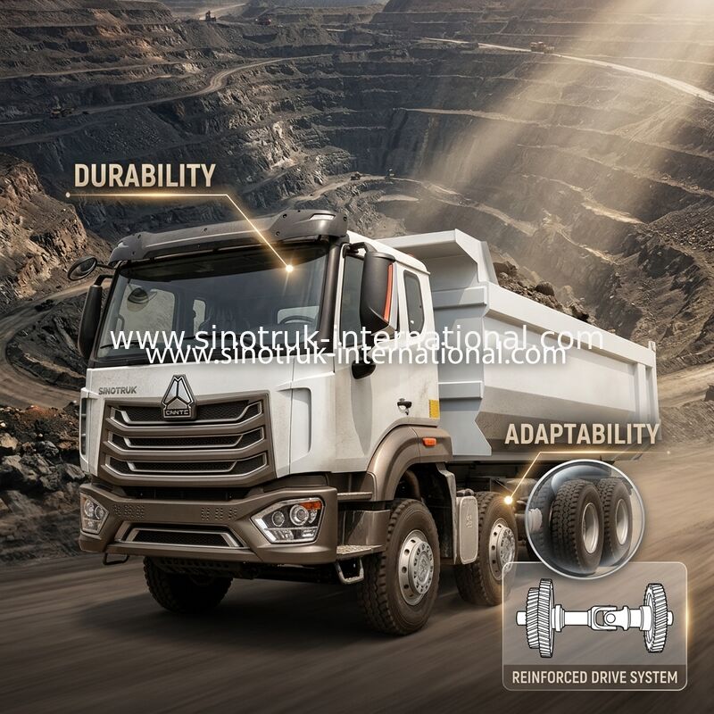 De Stortplaatsvrachtwagen van HOWO N7 LHD 12wheels 8X4 400HP voor Mijnbouw