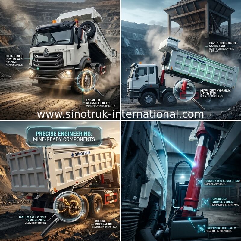SINOTRUK HOWO Op zwaar werk berekende Tipper Dump Truck Front Lifting 8×4 RHD