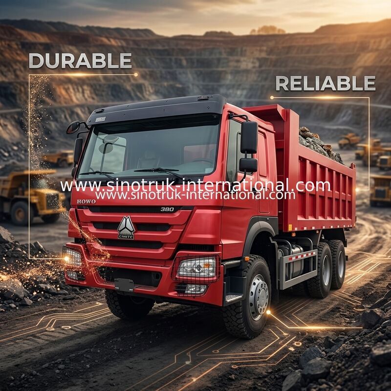 SINOTRUCK Howo Tipper Dump Truck 380 pk 6 × 4 20CBM Box 10 Wielen Smashing Angle ijzer