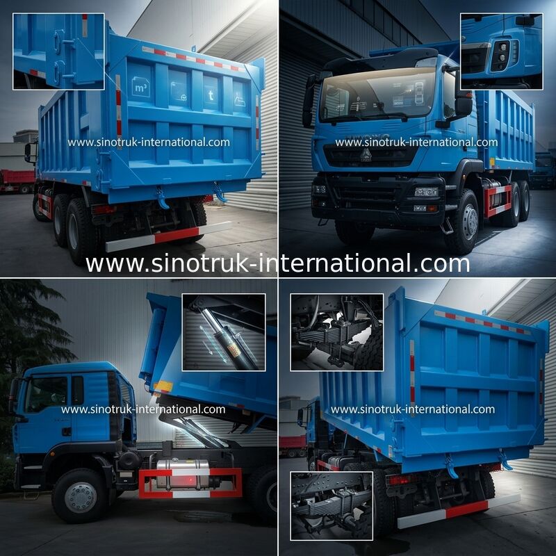 Blauwe LHD 6×4 10 wielen HOWO Tipper Dump Truck High Horsepower 371HP