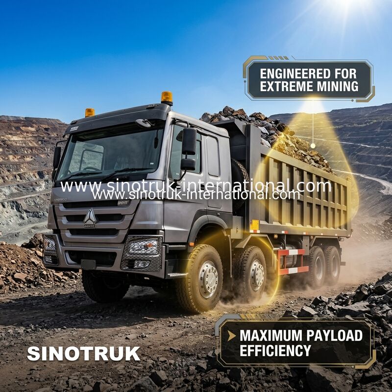 RHD 8×4 12 wielen Hoog paardenvermogen HOWO 26CBM Tipper Truck 380HP Lage brandstofverbruik