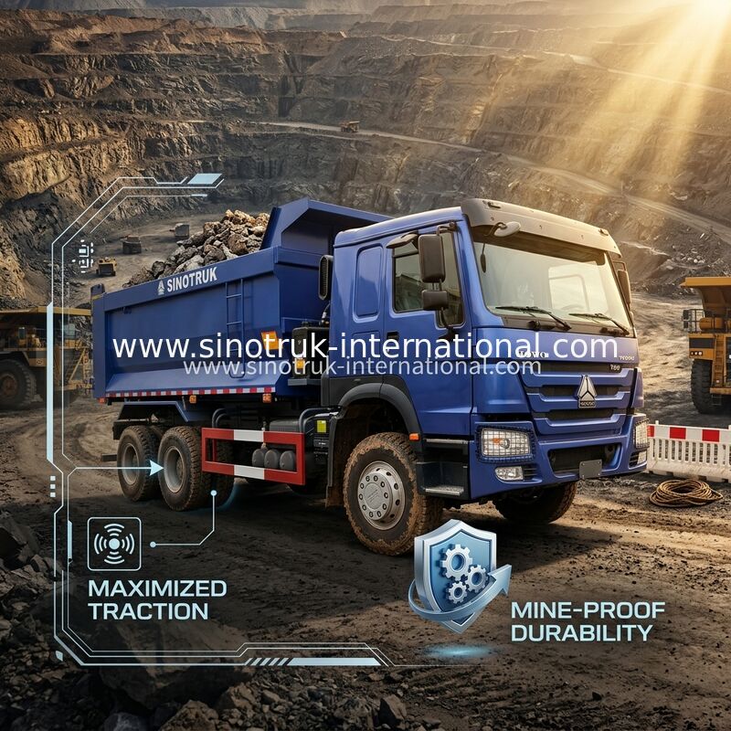 Full DriveLow Fuel Consumption 380HP Blue HOWO Tipper Truck RHD 6×6 10 wielen