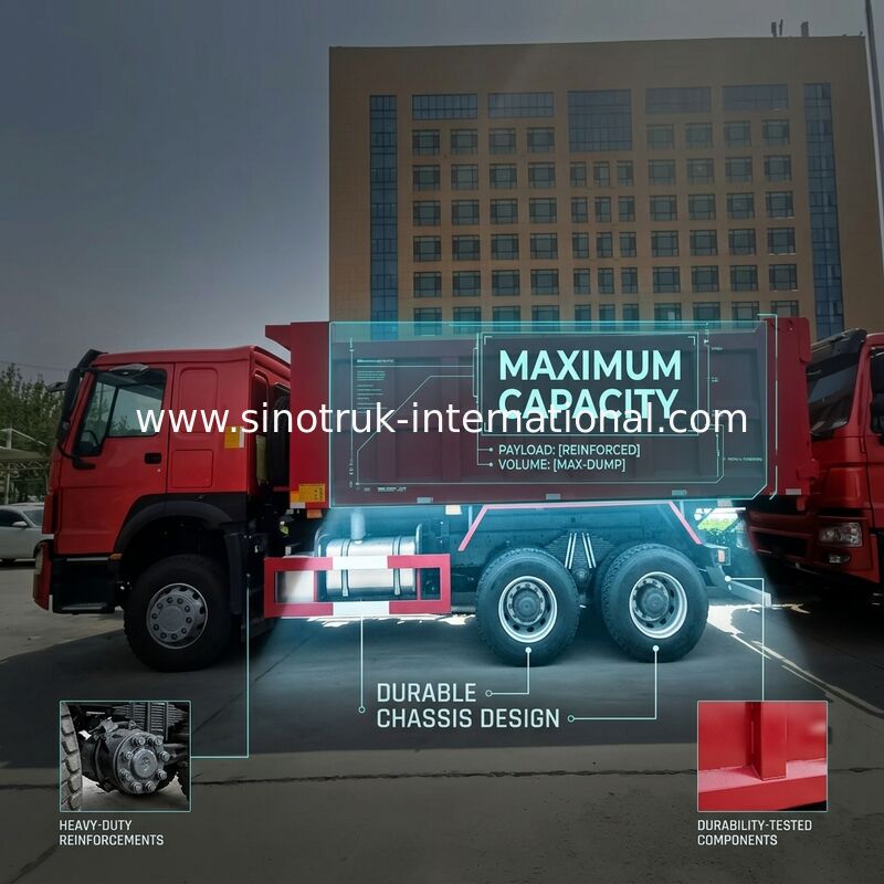 SINOTRUK HOWO Tipper Dump Truck RHD 6×4 336HP in Rode Kleur
