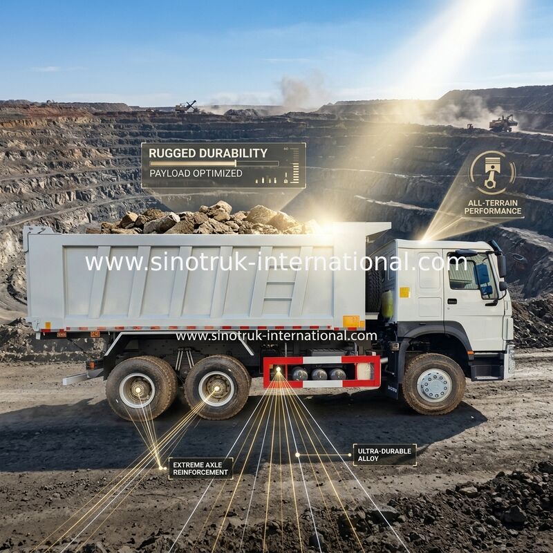 RHD 6×6 10 wielen Witte HOWO Tipper Truck Vol aandrijving Hoge pk 380