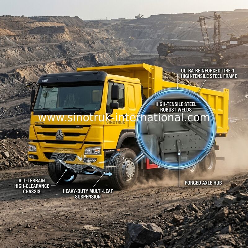 10 Consumptie van de wielen de Hoge Paardekracht 400HP HOWO Tipper Dump Truck Low Fuel