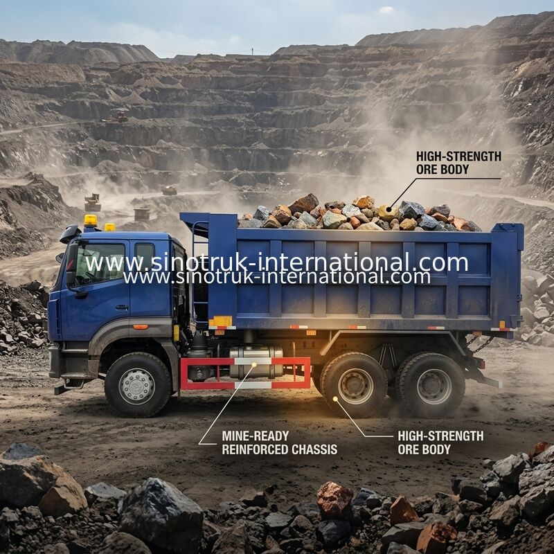 Sinotruk N7 Tipper Dump Truck 10 Wielen 400Hp 6 × 4 met Waarschuwingslicht