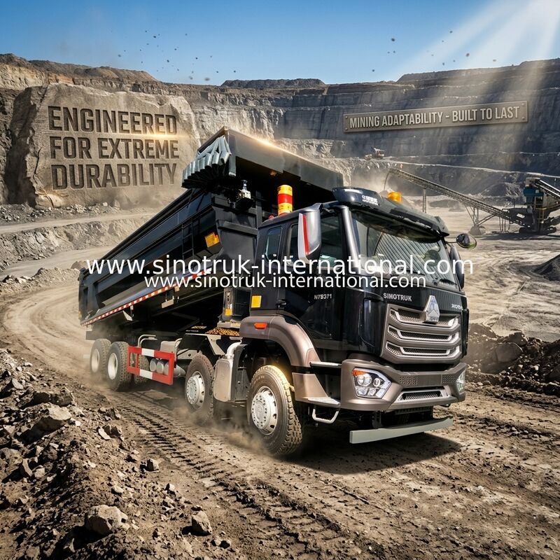 Sinotruk HOWO Tipper Dump Truck 8X4 371hp 12 Wielen Zwarte N7 ZZ3317V386JB1R