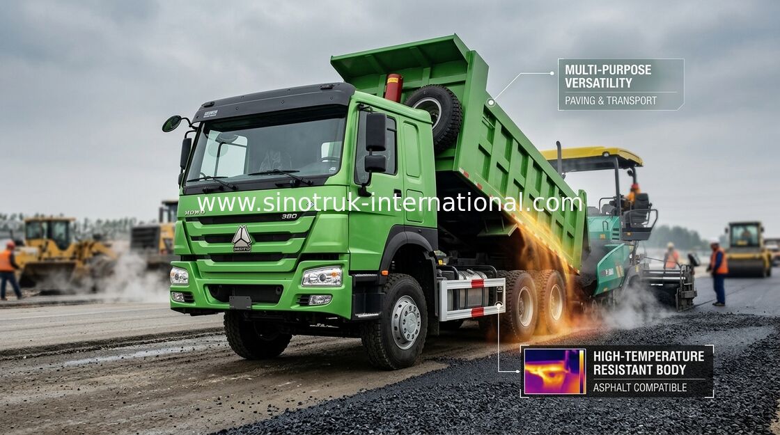 Groene Vrachtwagen van de de Kippersstortplaats van Kleurenchassis 371HP 12 rijdt LHD 60 - 70 Ton van 28CBM