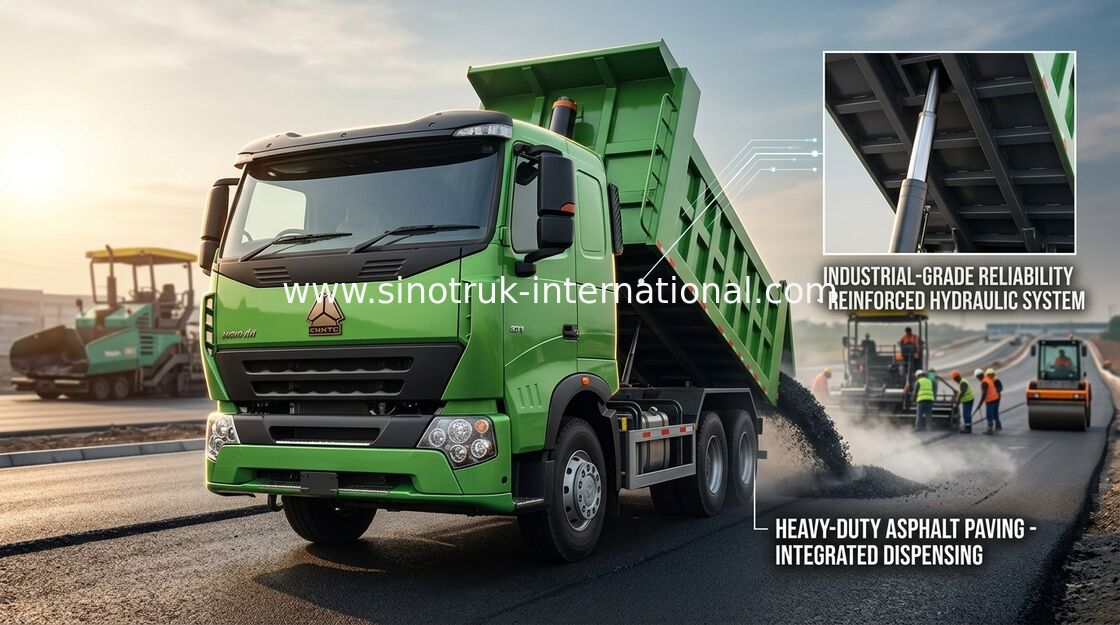 HOWO A7 30 - 40 Ton van de de Vrachtwagenrhd 6X4 Lucht van de Kippersstortplaats van de de Opschortingscitroen de Groene Kleuren