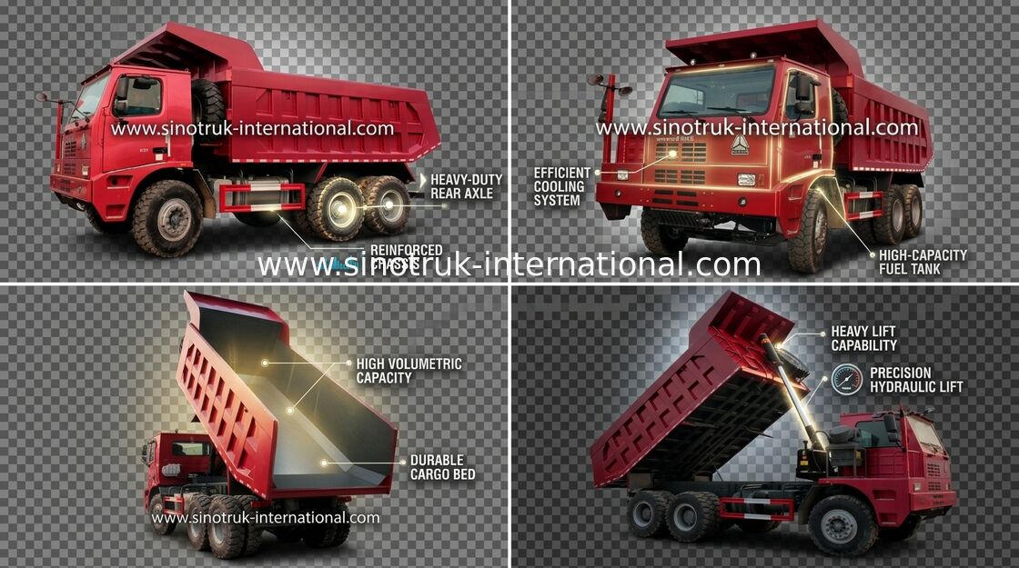 De Vrachtwagen van de kippersstortplaats SINOTRUK HOWO 70 Mijnbouw LHD 6X4 371HP 70tons ZZ5707S3840AJ