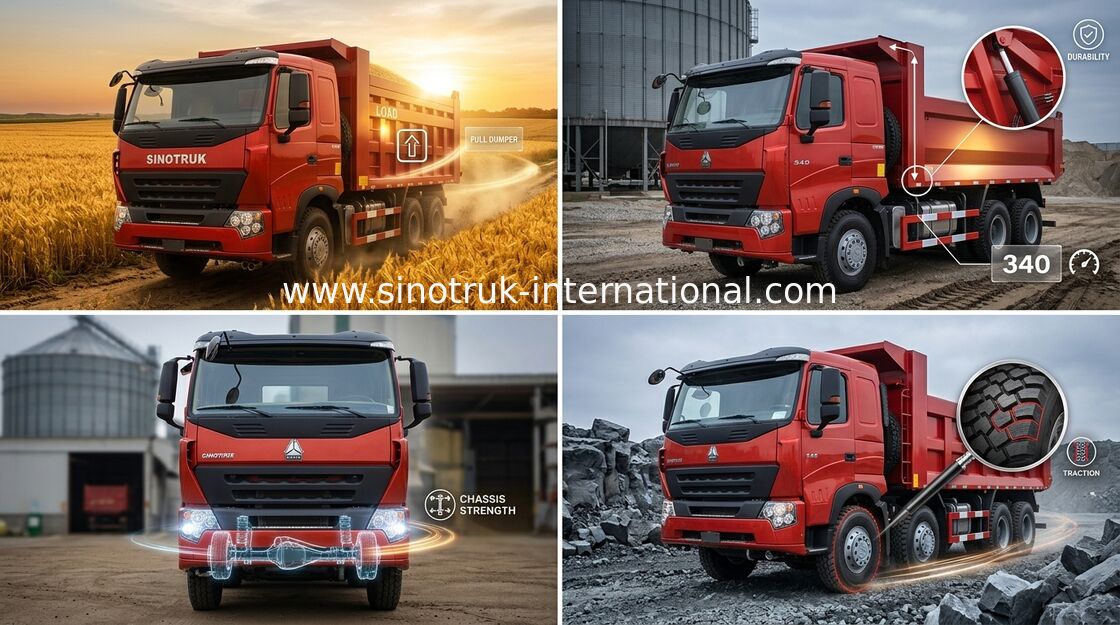 SINOTRUK de Vrachtwagenhowo A7 371HP motor van de kippersstortplaats voor Mijnbouw ZZ3257N3847N1