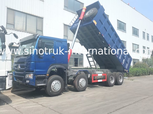Blauwe de Stortplaatsvrachtwagen van SINOTRUK HOWO LHD 12wheels 8X4 400HP voor Mijnbouw Front Lifting 50Tons