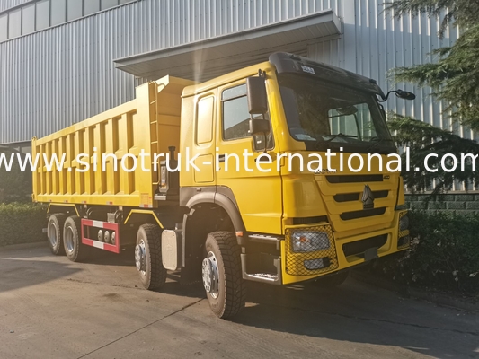 Sinotruk Howo Tipper Dump Truck 12 Wielen 400Hp 8 × 4 Gele Mijnbouw RHD