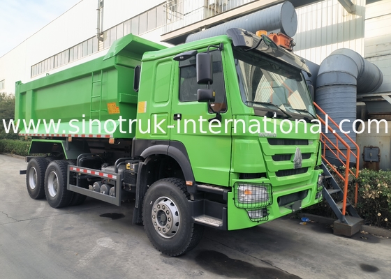 Sinotruk Howo Tipper Dump Truck 380HP 6 × 4 U-vorm Cargo Body Groen Kleur
