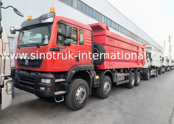 Sinotruk Howo Tipper Dump Truck Tx 400HP Euro 2 8 × 4 Lhd U-vorm vrachtdoos Rood