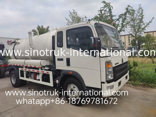 4*2 Aandrijving HOWO Rioolzuigwagen: 6m³ Tank, 160PK, 8.00R20 Banden, Lichtgewicht Rioolwagen, Efficiënt Sanitatievoertuig