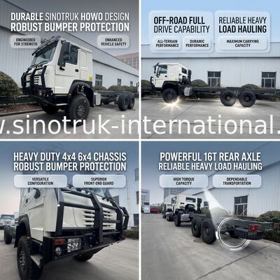 SINOTRUK HOWO 6X6 Volledig Aangedreven Vrachtwagenchassis Vrachtchassis Met bumper