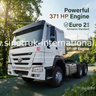 HOWO A7 Gebruikte trekkertruck LHD 6X4 Euro 2 371 pk met hydraulisch stuurwit