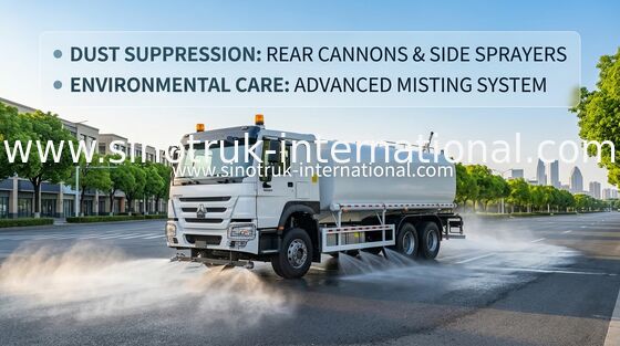 Sinotruk HOWO Witte RHD 6x4 water tank truck ZZ1257V4347B1 met hoge druk spoelfunctie