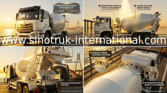 Sinotruk Howo N7 Betonmengtruck 6-10CBM 6 X 4 Euro 2 Menginstallatie