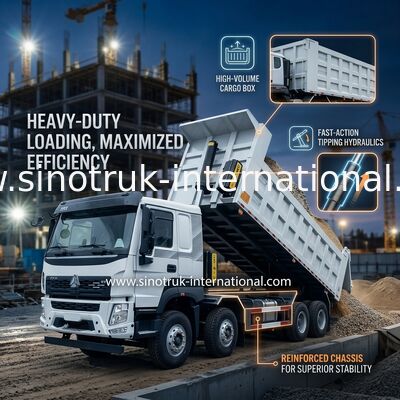 SINOTRUK HOWO 380HP Tipper Dump Truck 12 Wielen LHD 31 Tons 20-30CBM V7-X Cab