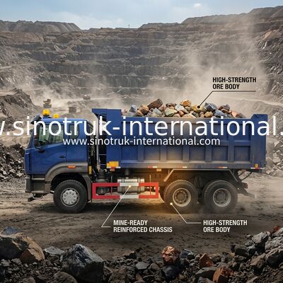Sinotruk N7 Tipper Dump Truck 10 Wielen 400Hp 6 × 4 met Waarschuwingslicht